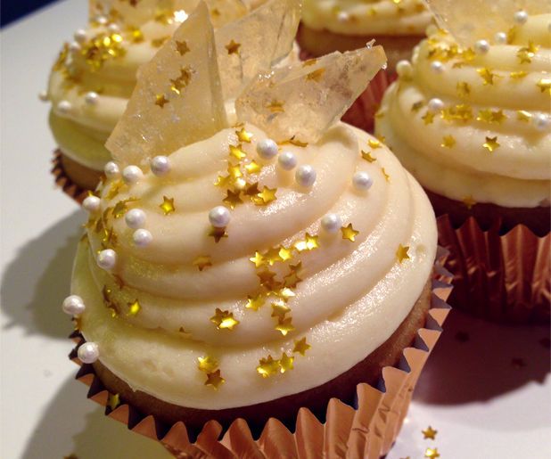 Champagne Cupcakes With Sparkling Rock Candy