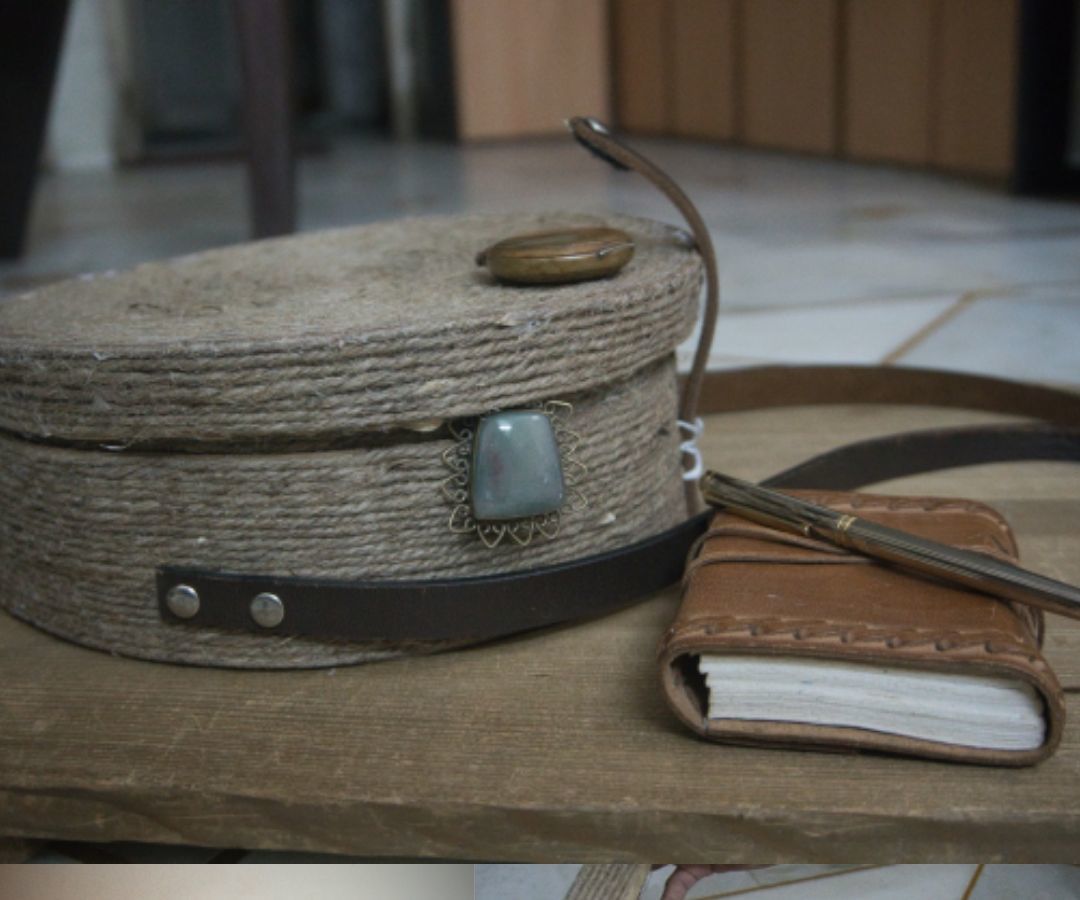 Jute and Paper Tote Bag ( Theme: Orbit of Planets)