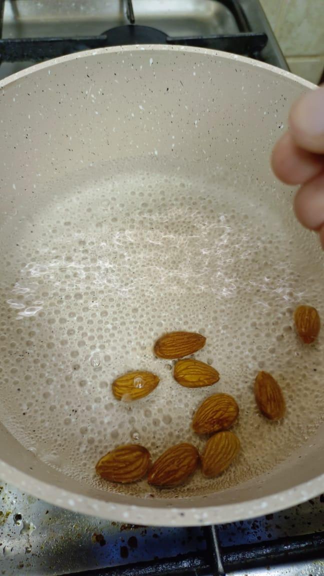 Soaking the Almonds in Hot Water
