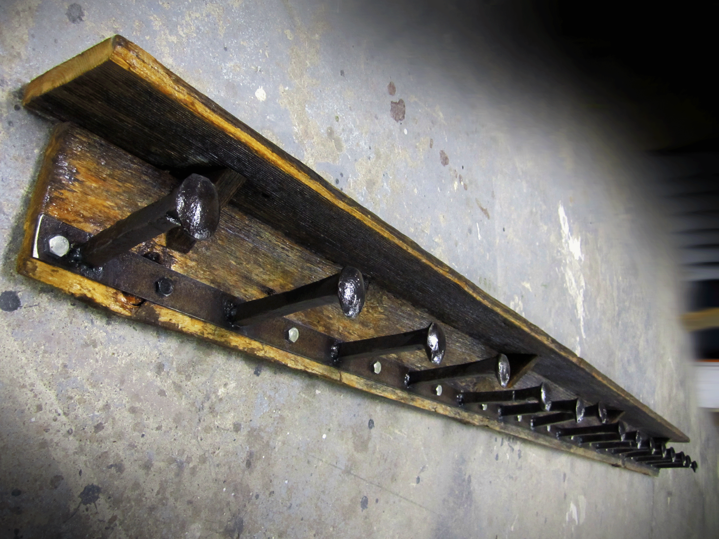 Build a "vintage" Barn Board Railroad Spike Coat Rack & Hat Shelf