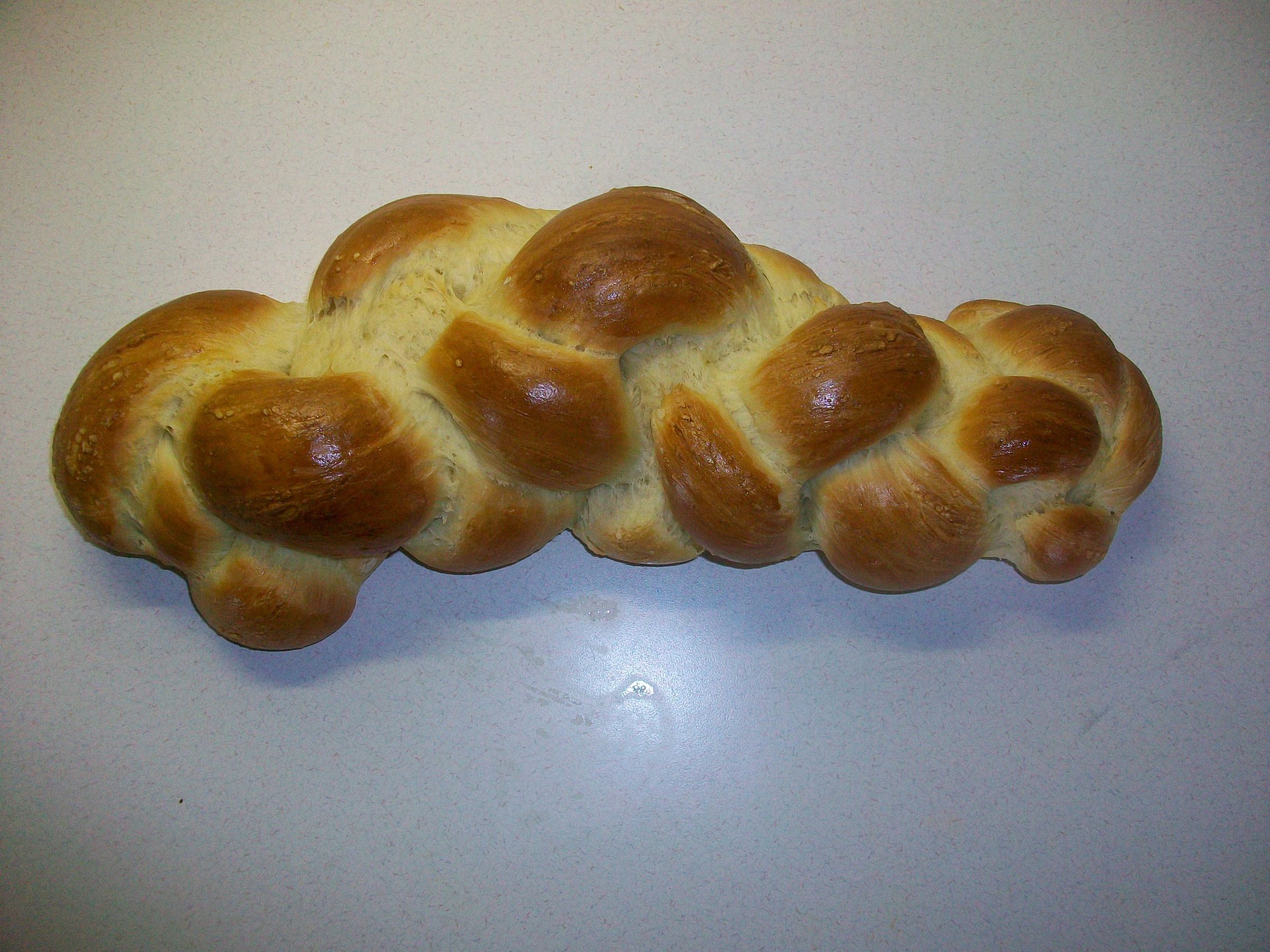 How to braid challah - 4 strand method.