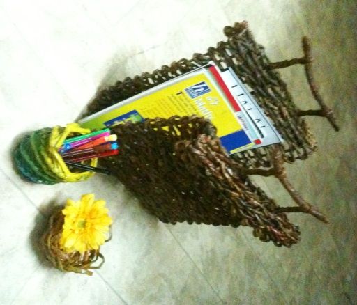 Newspaper Weave 2 - Rack, Rustic Basket, Pencil Holder