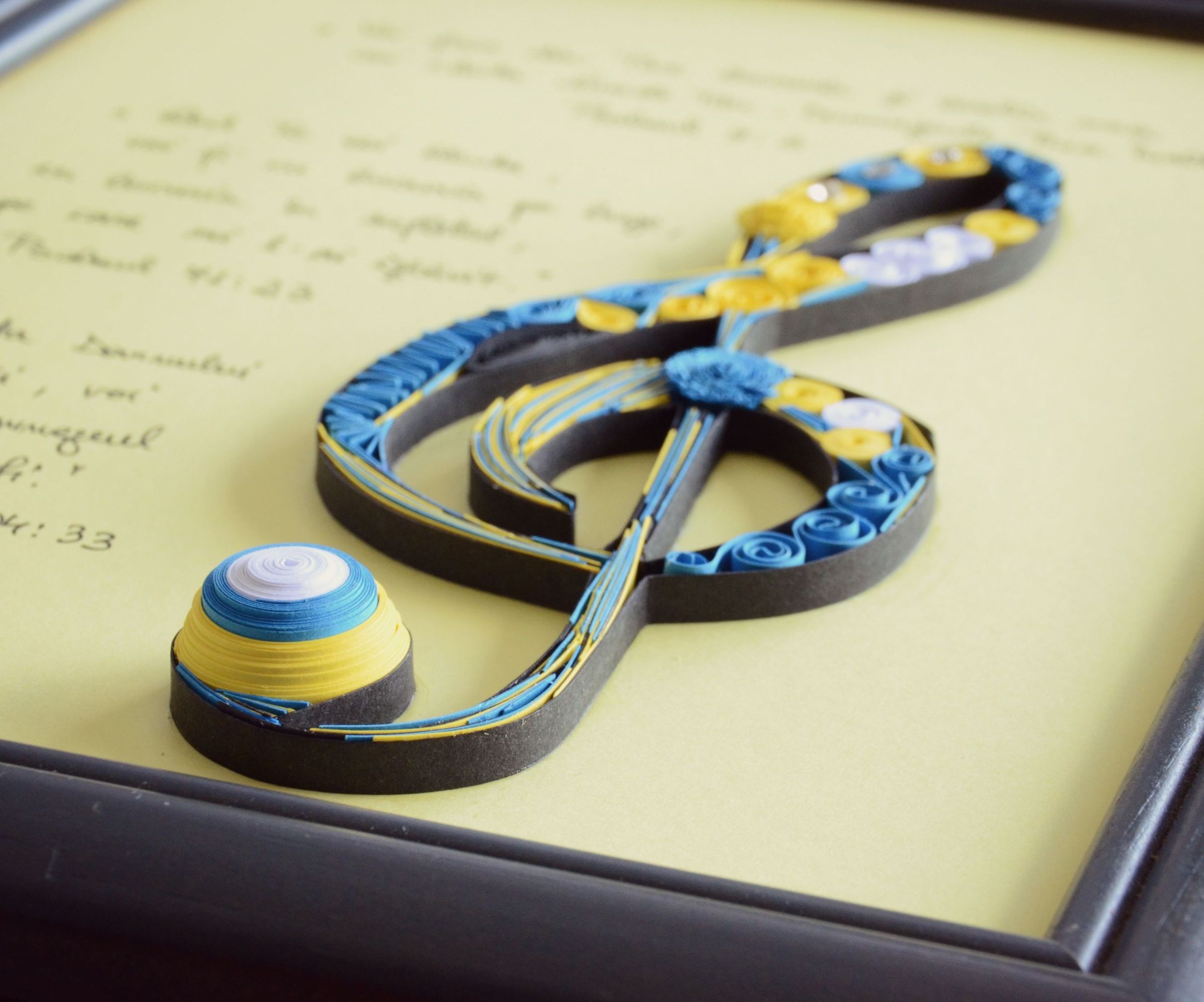 Framed Quilling G-Clef - Musical Quilling