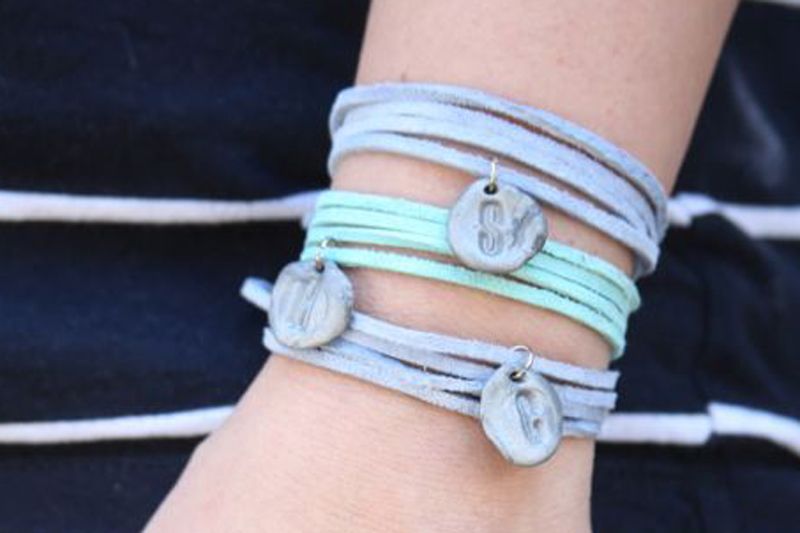 Stamped Clay Bead Bracelets- Charm Bracelet for Mom