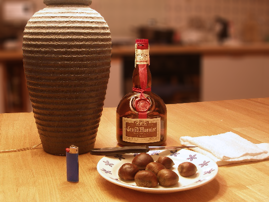 Microwaved Grand Marnier Chestnuts, Flambe'