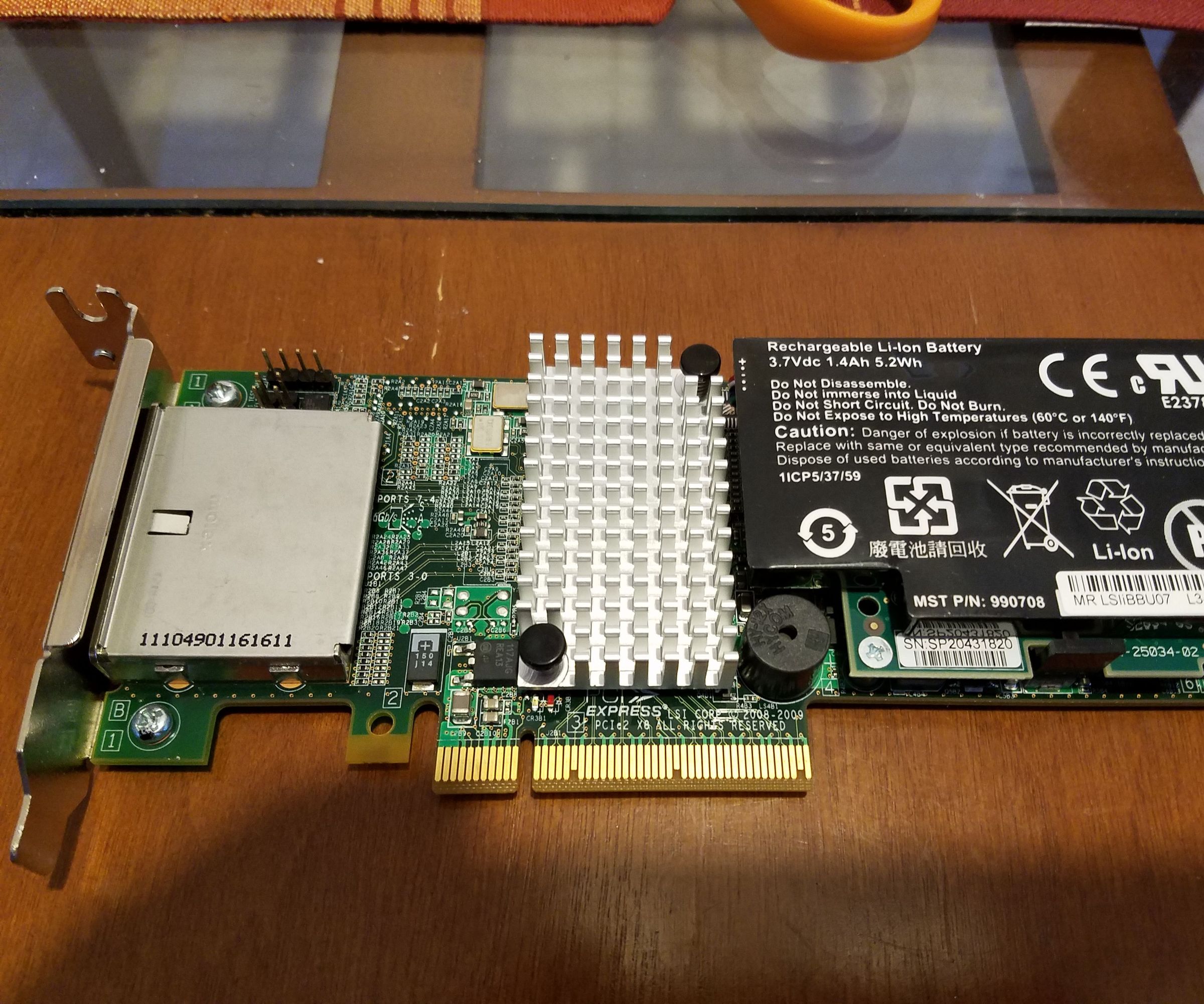 LSI 9280-8E Raid Controller - Replaceable Battery