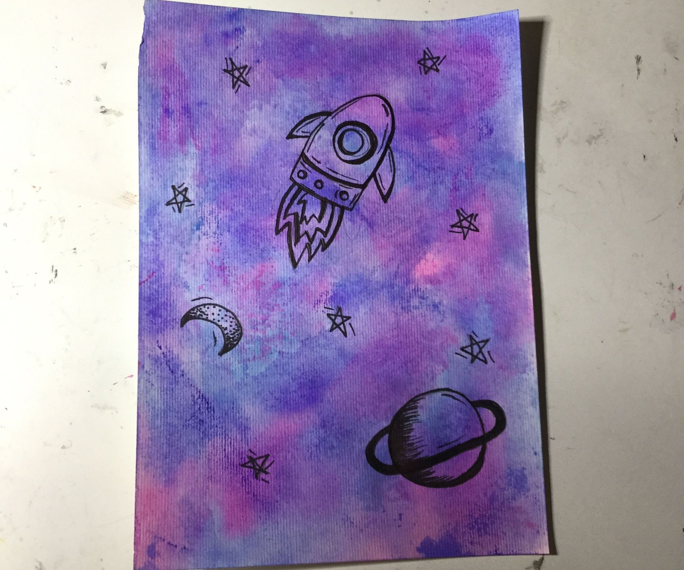 Galaxy Watercolour Made of Felt Tip Pens