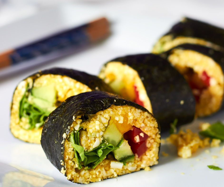 Raw Cauliflower Turmeric Sushi
