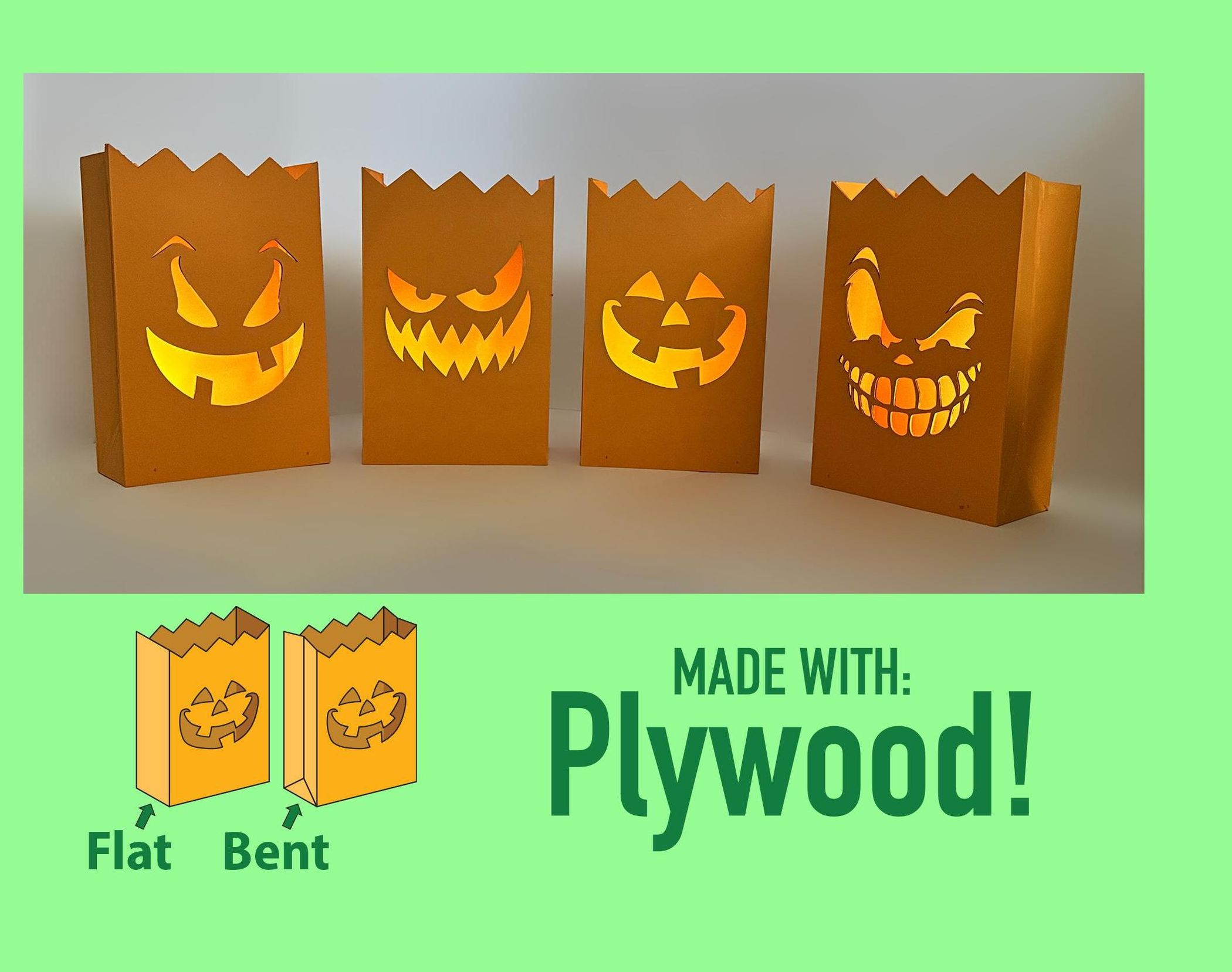 Plywood JackO’Lantern Tea Light Bags (8 Faces Included) 7 Steps