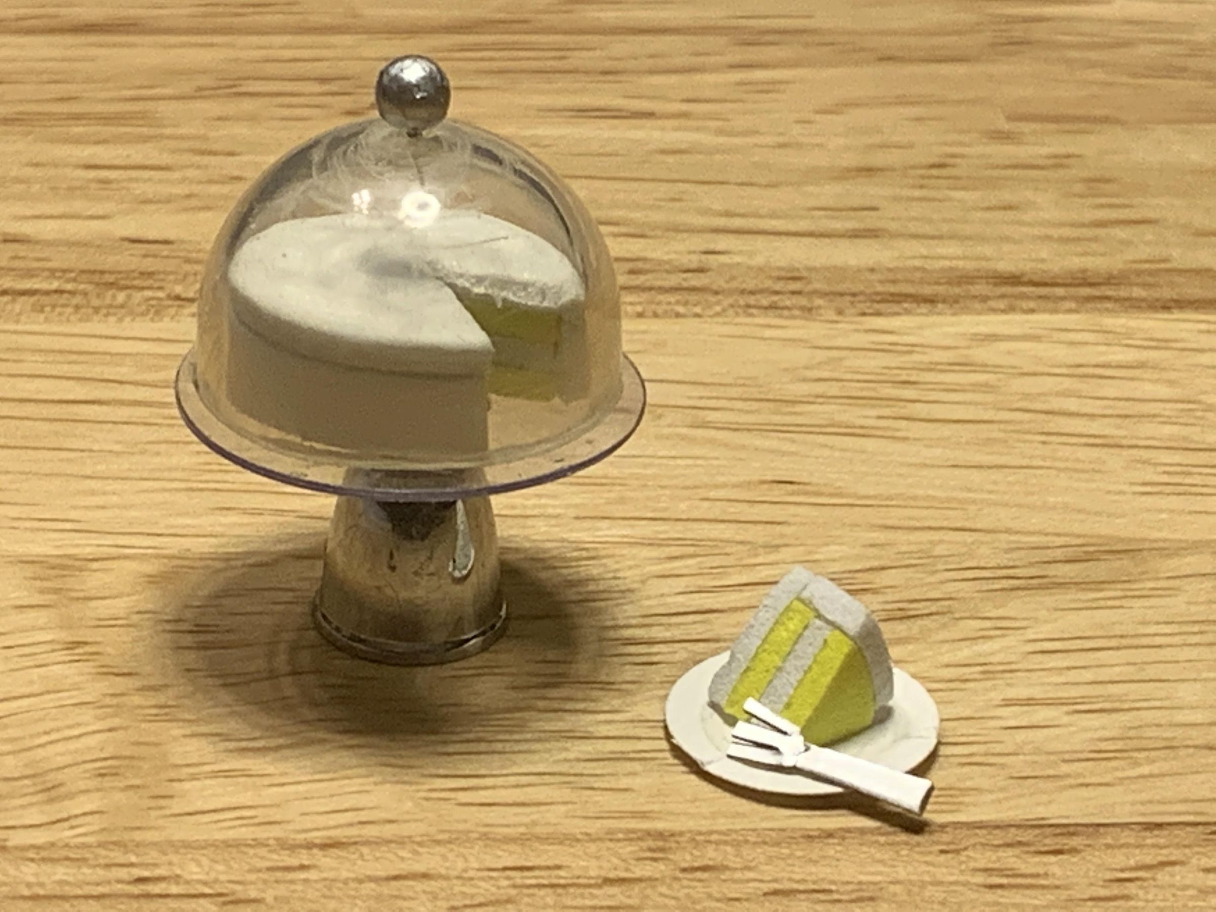 1/12 Scale Cake and Stand Out of Found Items and Craft Foam