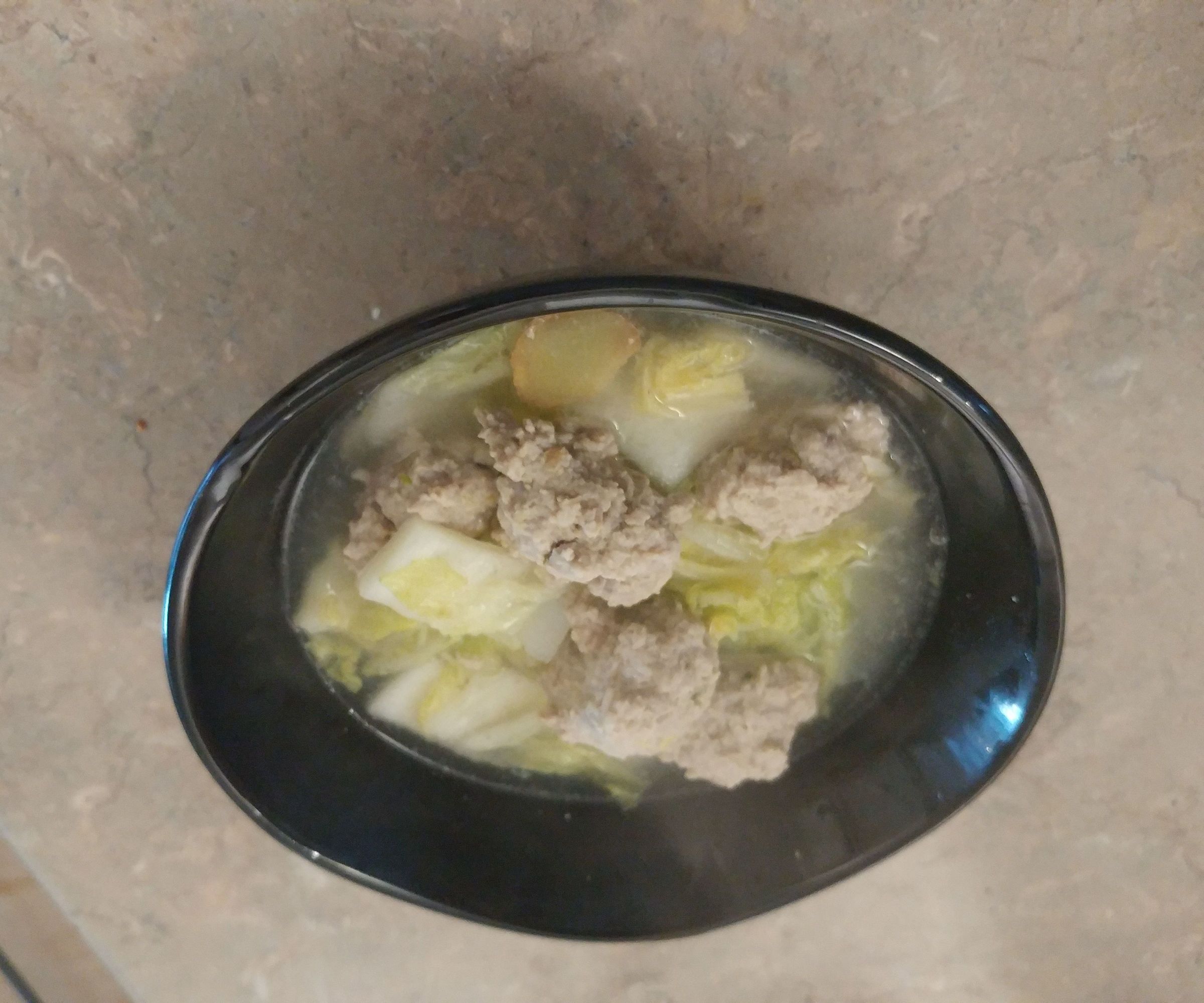 Chinese Meatball Soup With Napa Cabbage
