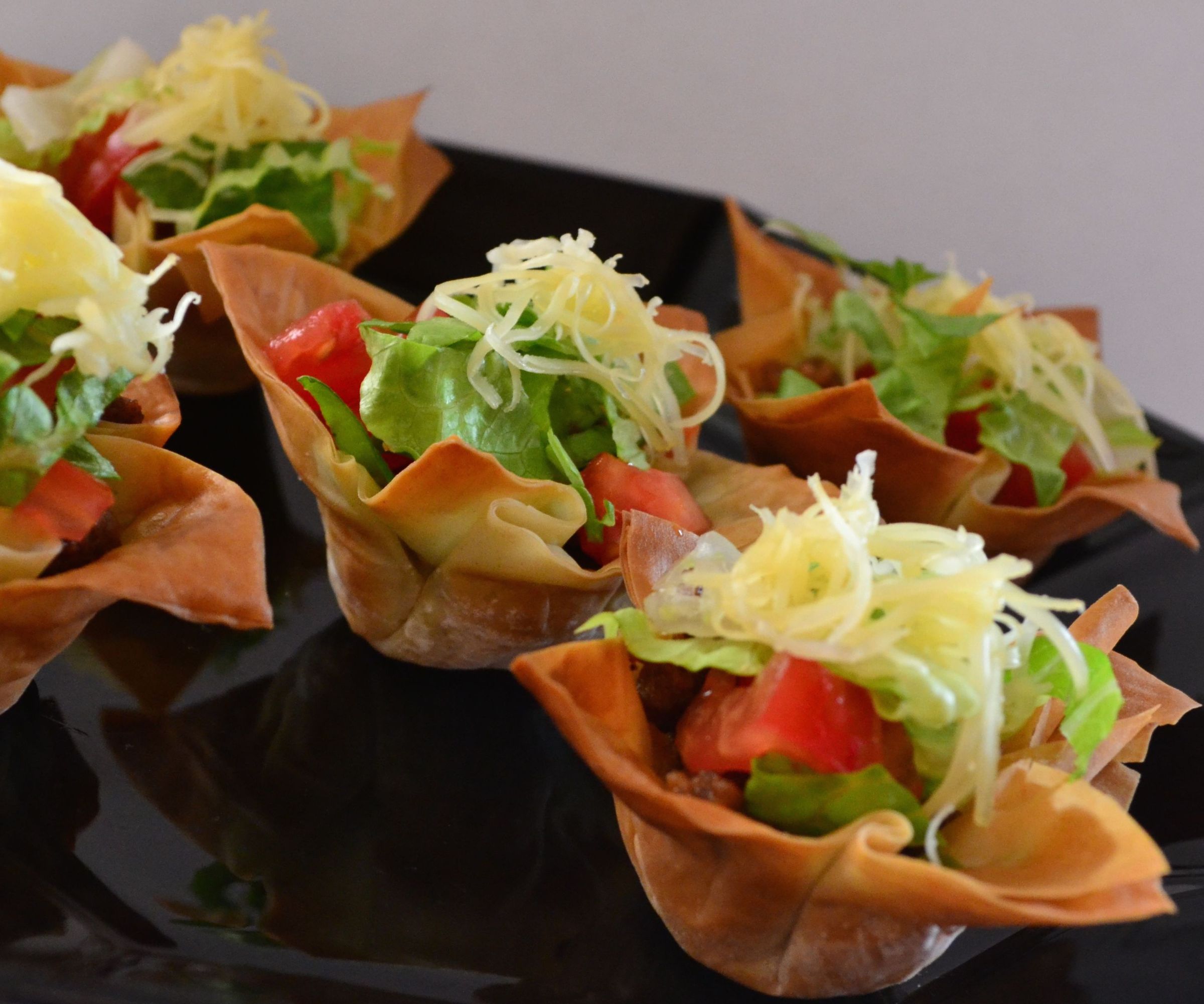 Beef "Tacos" in a Phyllo Cup