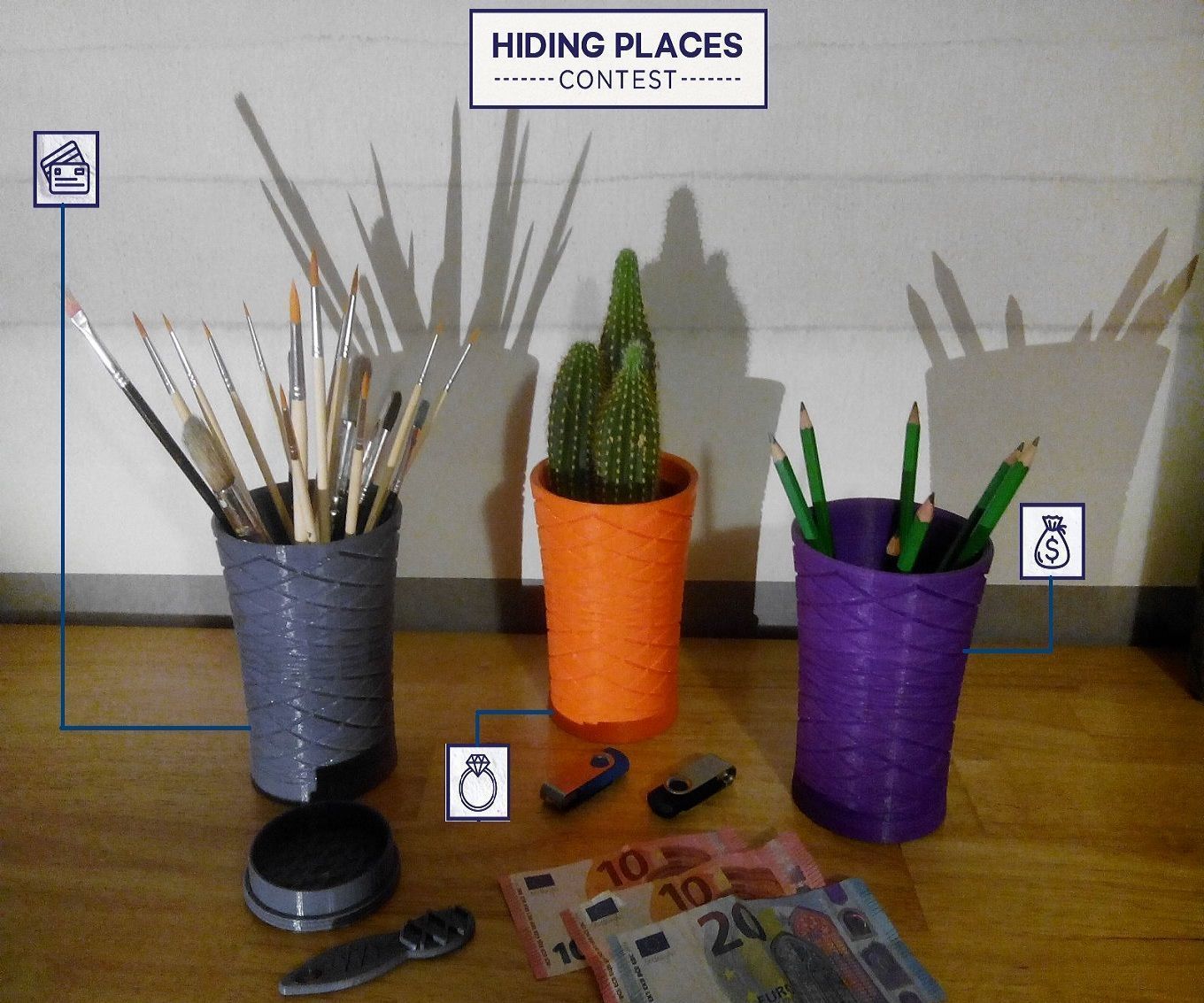 3D PRINTED Treasure Pen Cup With Secret Container ;-)