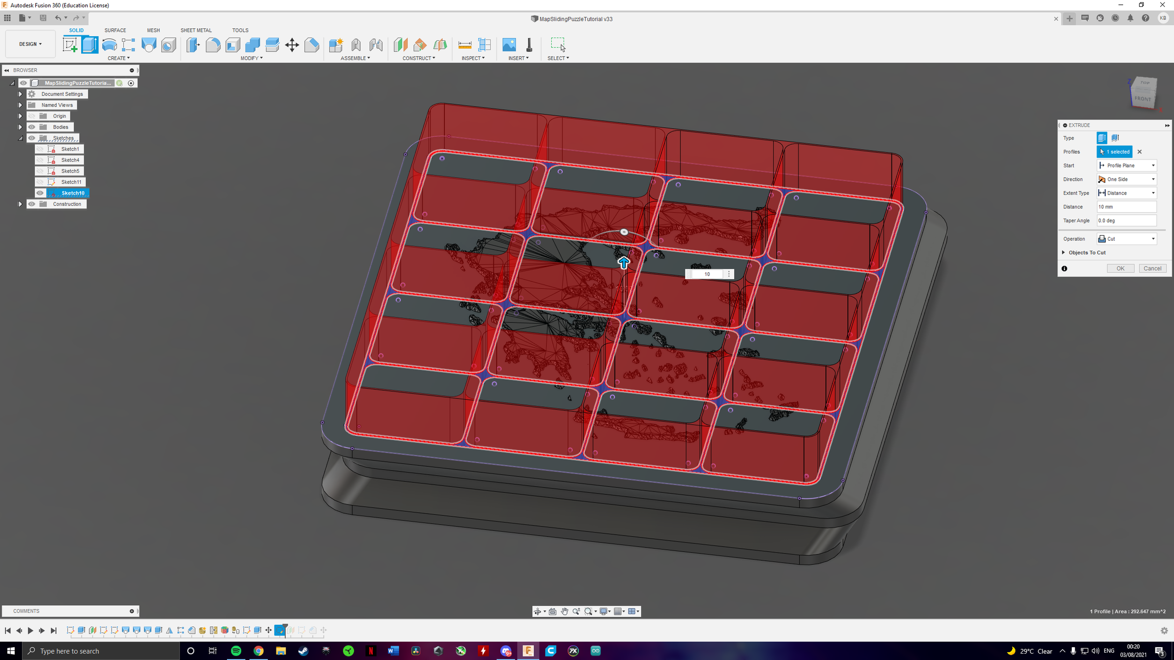 Map Sliding Puzzle 3D Printed Fusion 360 28 Steps (with Pictures