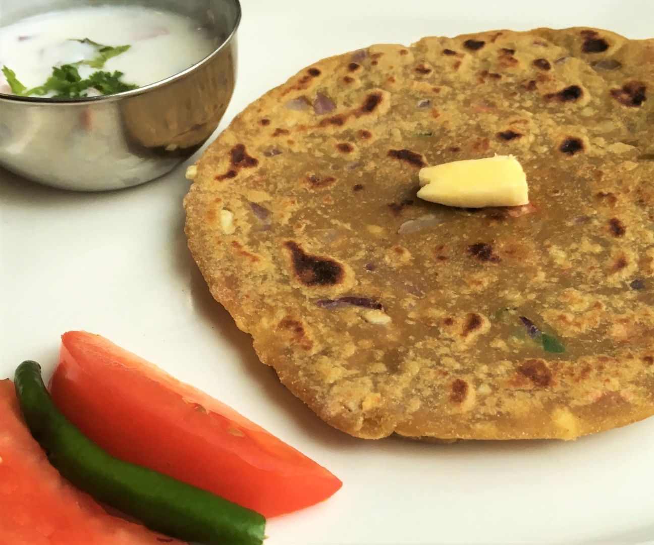 Guacamole Whole Wheat Flat Bread (Guacamole Paratha)