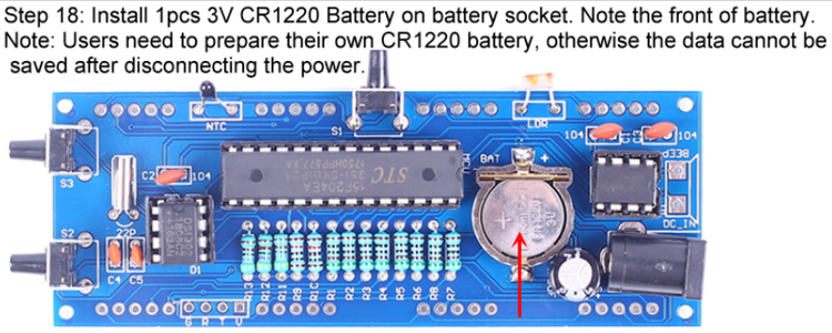 Install 1pcs 3V CR1220 Battery on Battery Socket