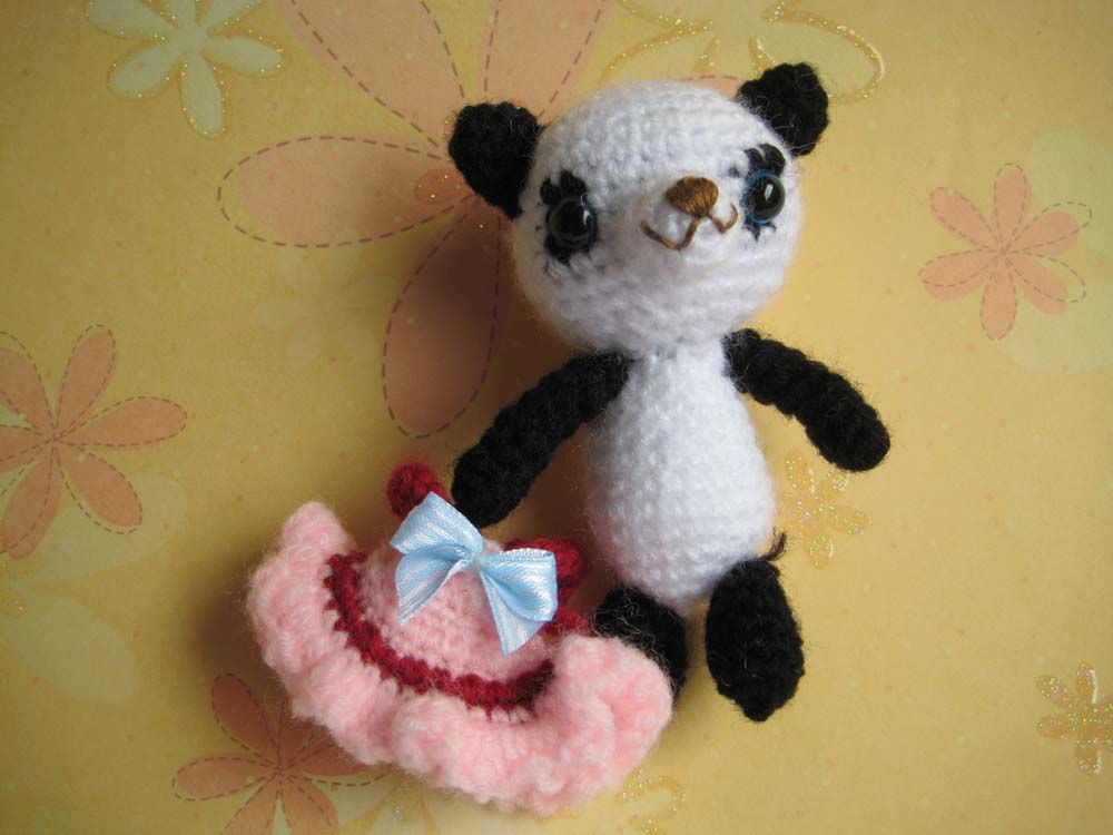 Crochet  Panda Amigurumi Girl With Pink Dress