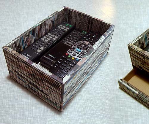Recycled Newspaper Box With Hidden Drawer 