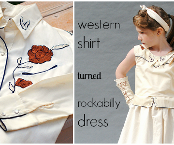 Western Shirt to Rockabilly Dress Refashion 