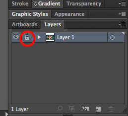 Click Box Next to Eye Icon to Lock “Layer 1” 