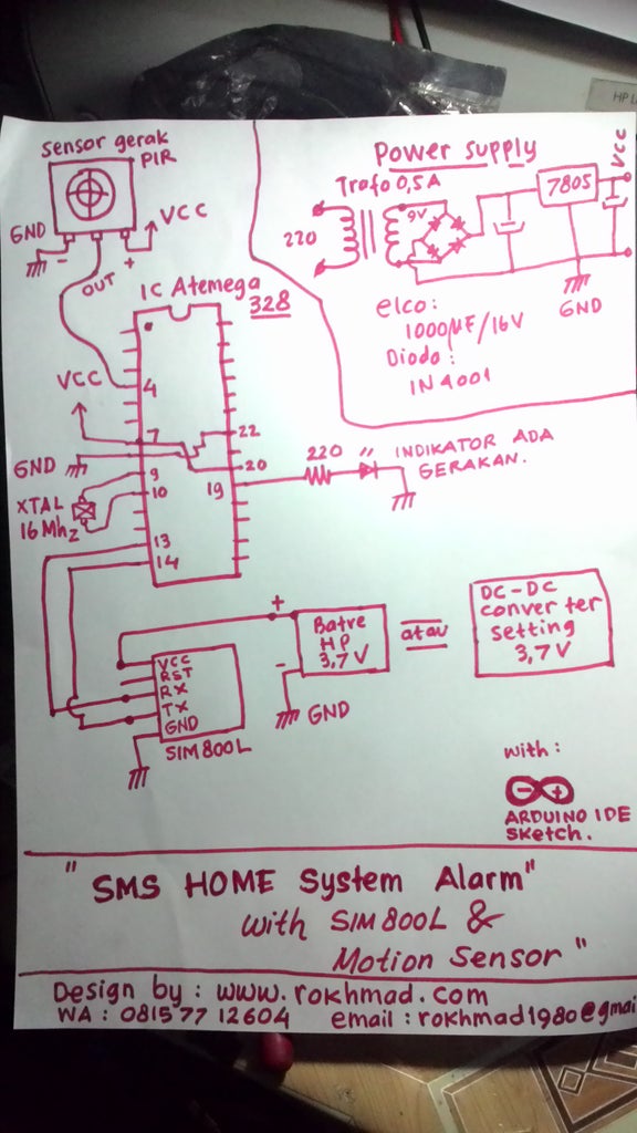SMS System Alarm Using Sim 800L, Motion Detector and Atmega 328 : 5 ...