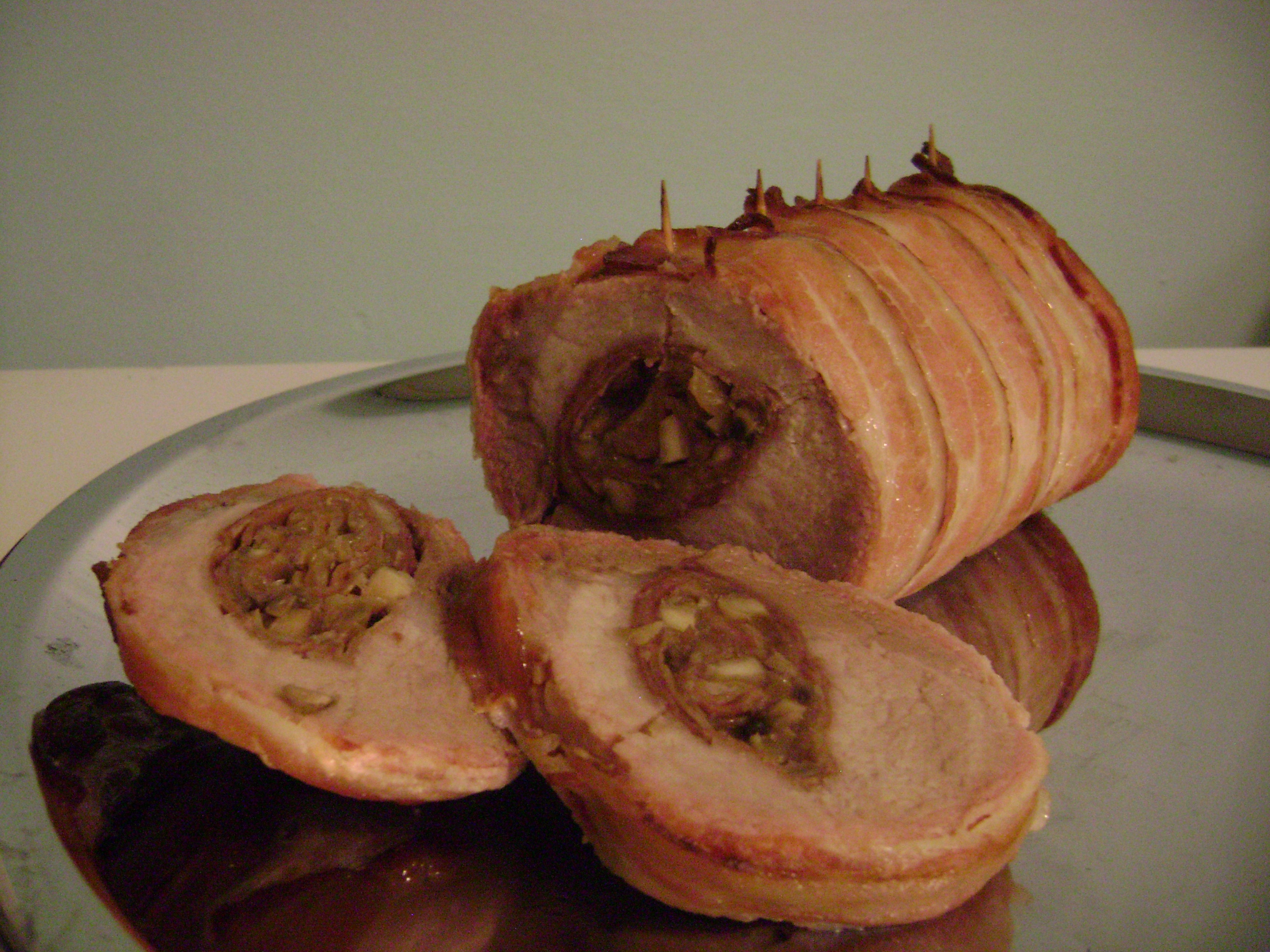Porkamacon! Ham-stuffed Pork Wrapped in Bacon