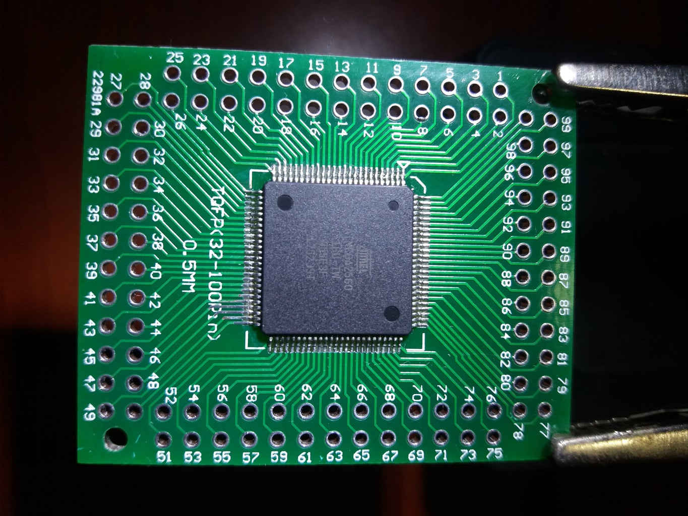 Soldering ATMEGA2560 on to QFP-100 Board.