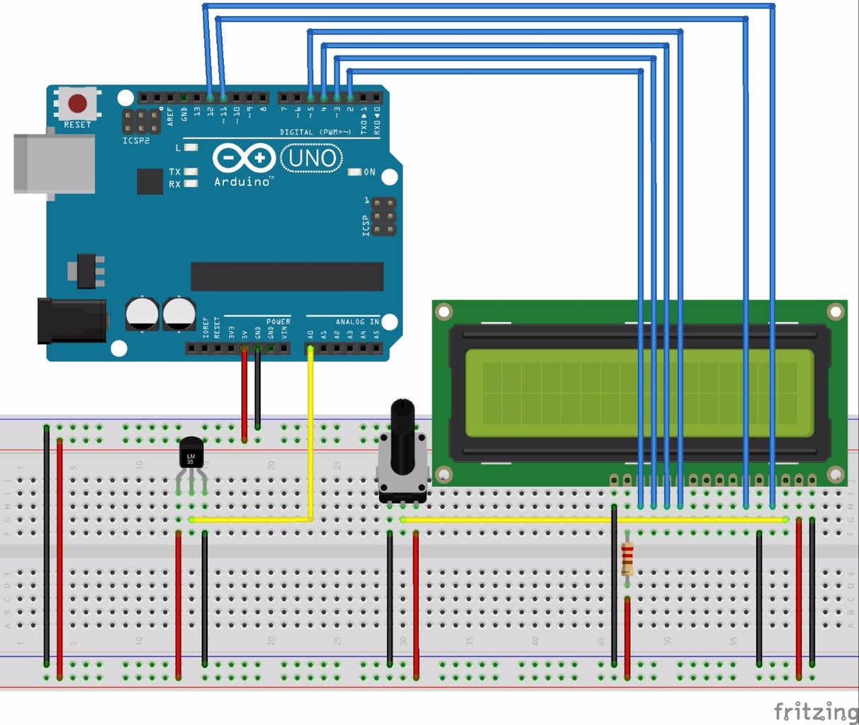 Arduino Uno: Temperature Sensor With Display