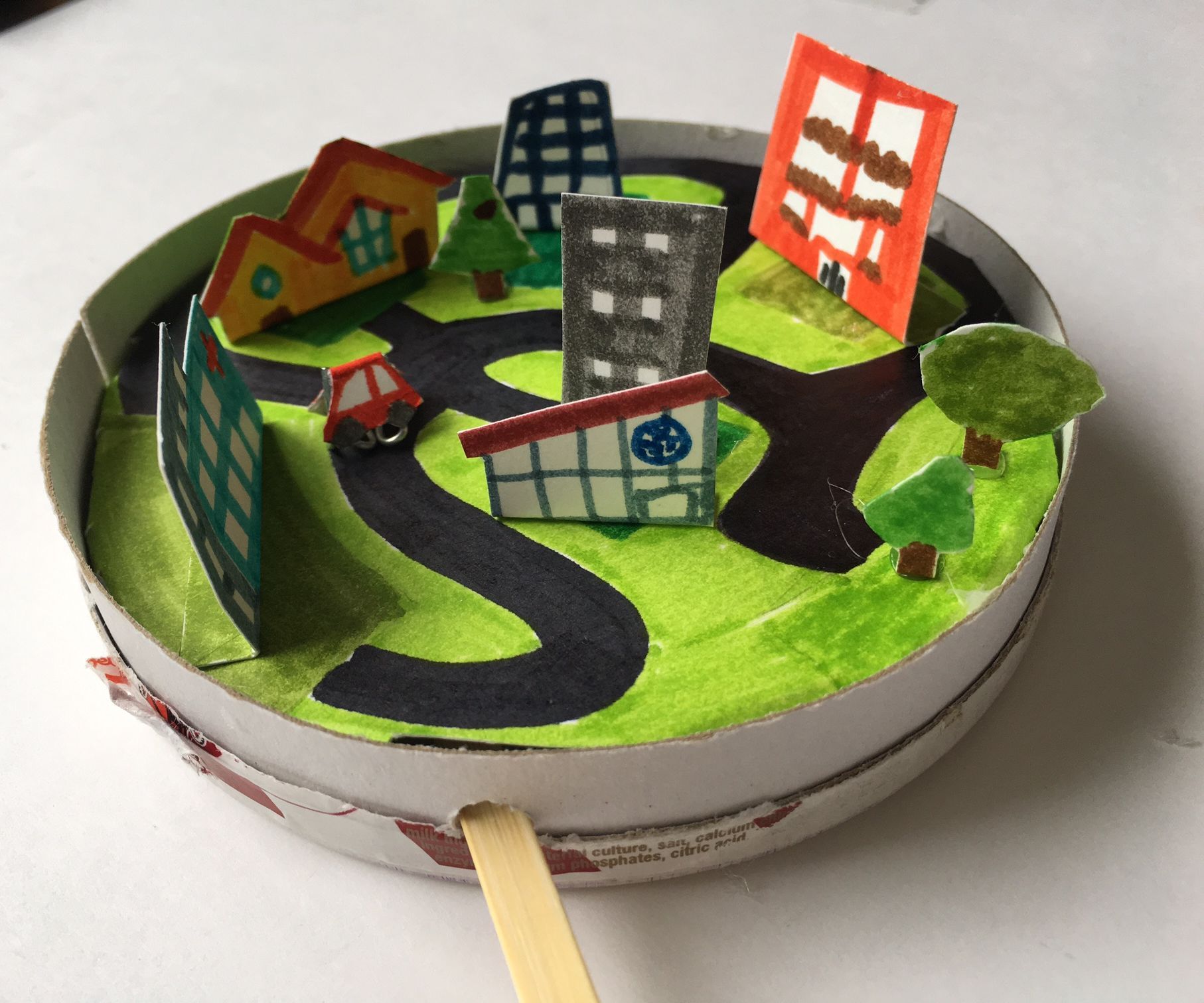 Tiny City With Moving Car