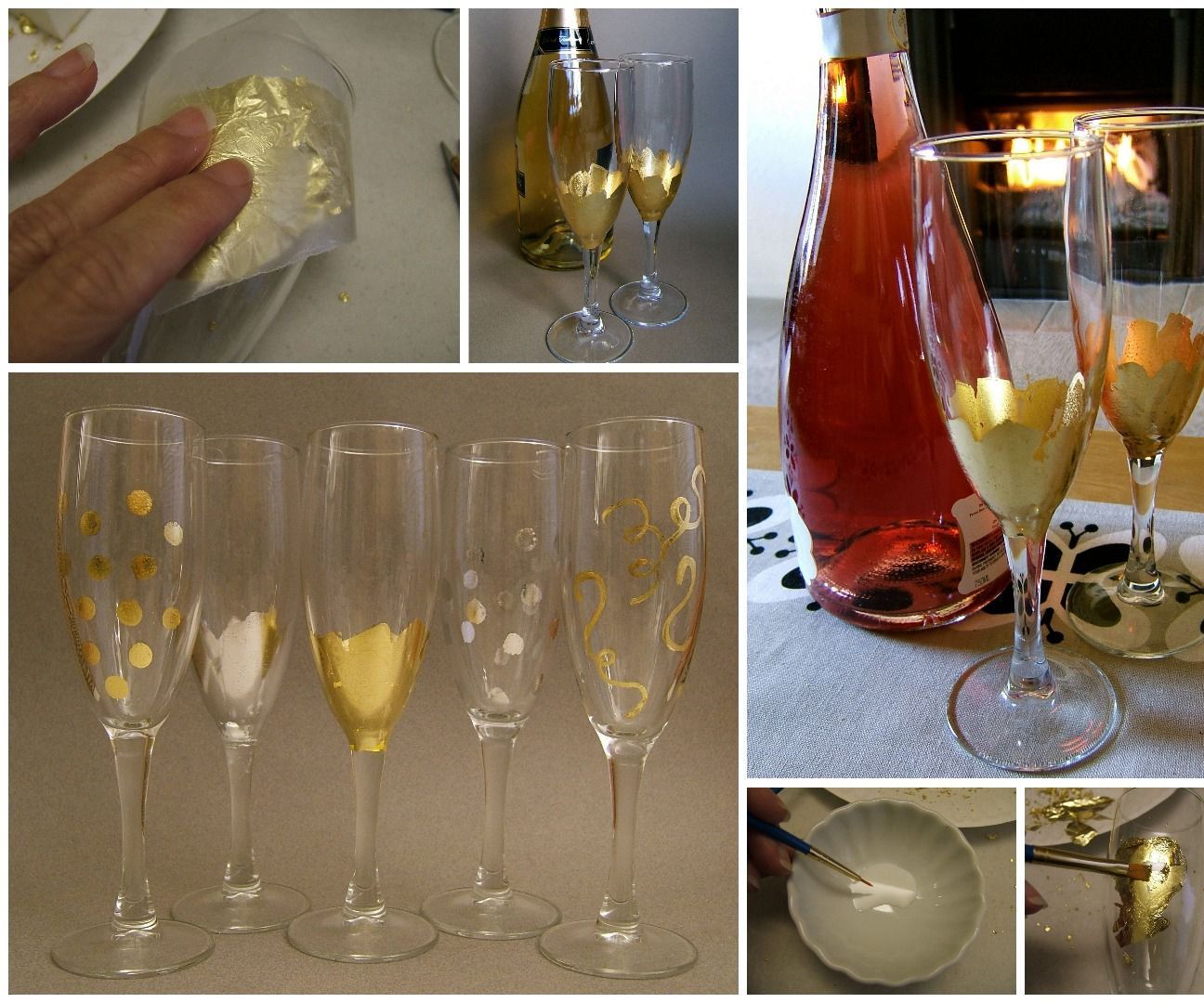 Gold Leafed Champagne Flutes 