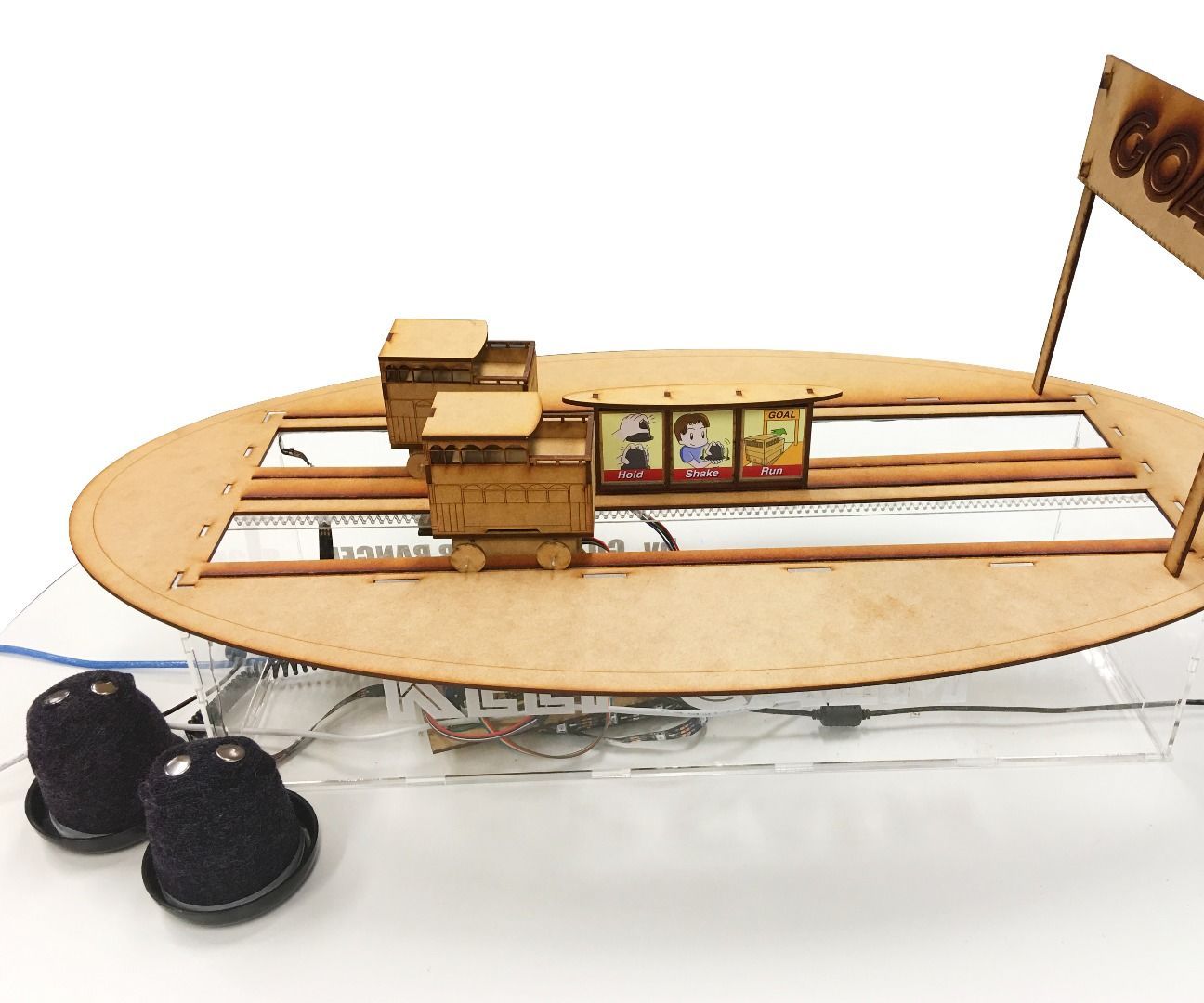 HK Tram Laser Cut Race Game (Arduino, Pure Data and GSR Sensors)