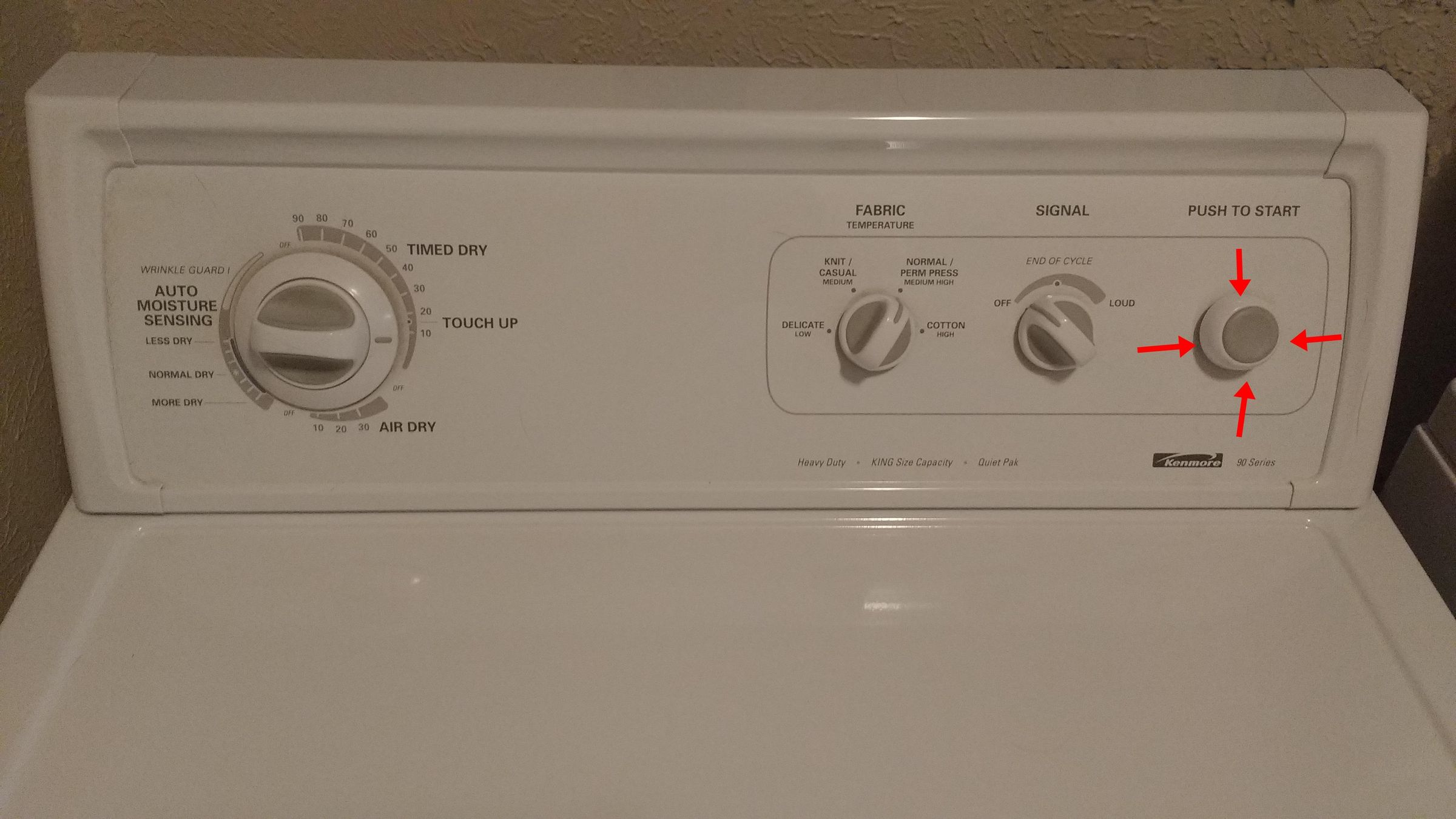 Run on Cycle in a Kenmore Series 90 Dryer (Electric) Made by Whirlpool
