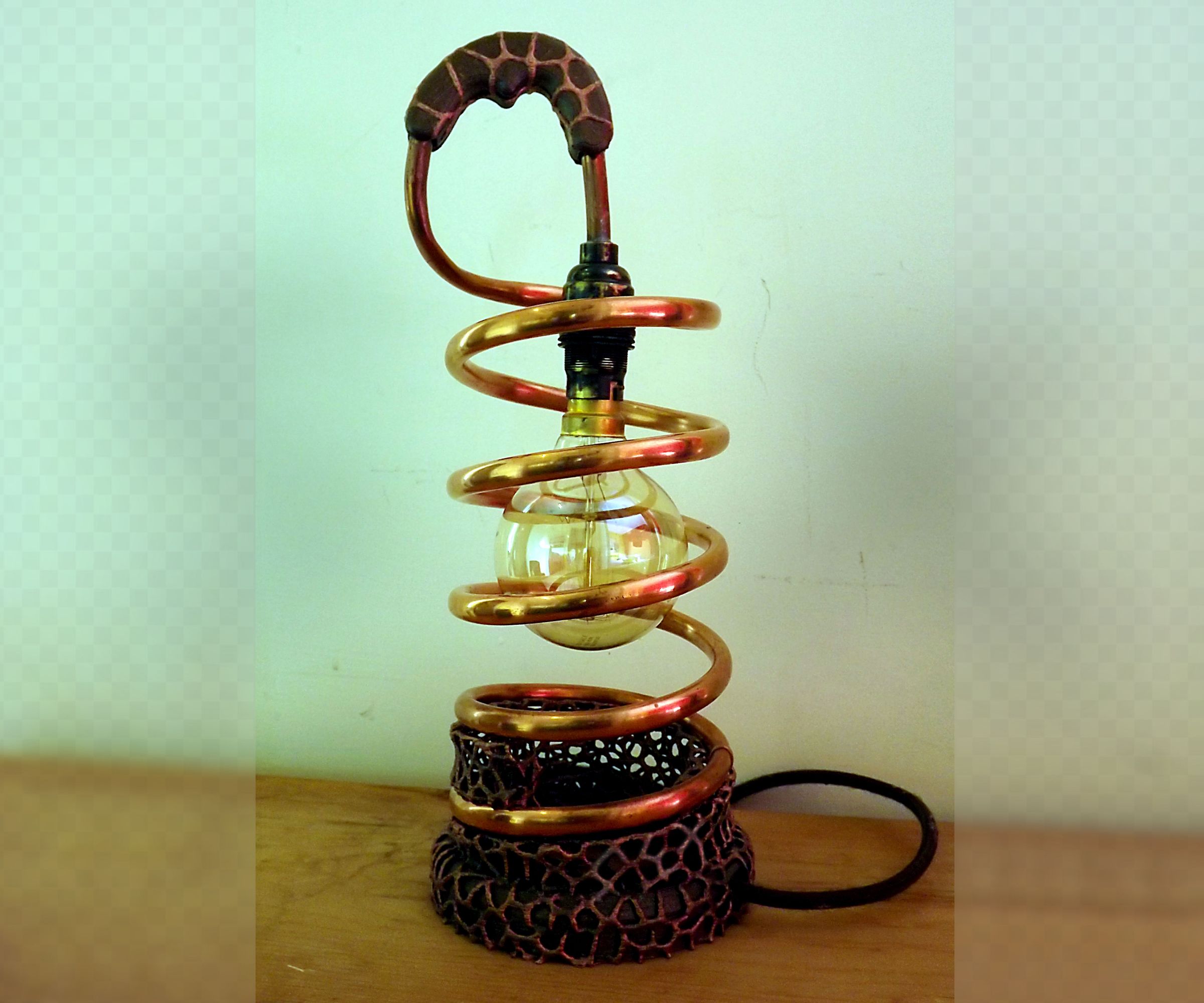 Copper Coil Voronoi Lamp  (B22 Bayonet) (FreeCAD) 