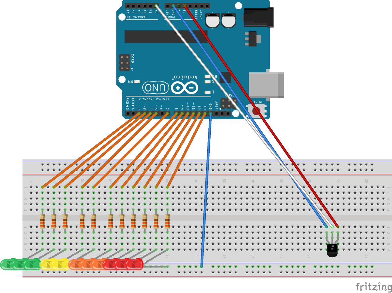 Arduino Temperature Led Bar : 4 Steps - Instructables
