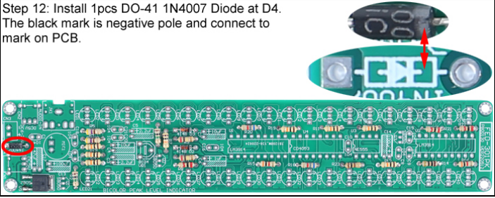 Install 1pcs DO-41 1N4007 Diode at D4