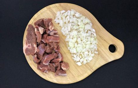 Choping Meat and Onions