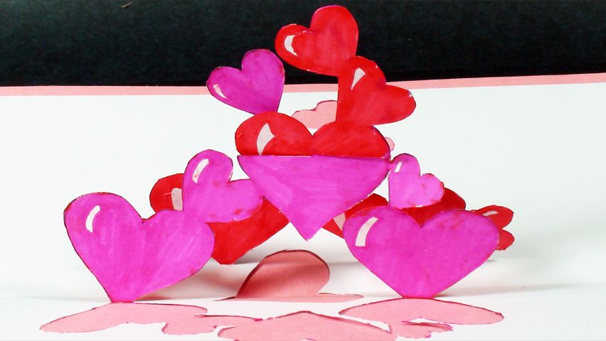 How to Make a Tangled Hearts Pop Up Card (Kirigami 3D) Valentines Day Greeting Card!