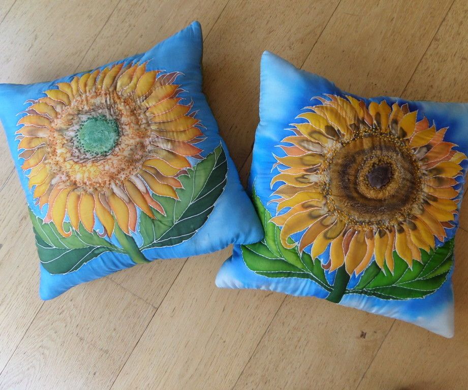 Silk Painting Sunflower Cushions