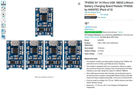 TP4056 LiPo Re/Charger Board