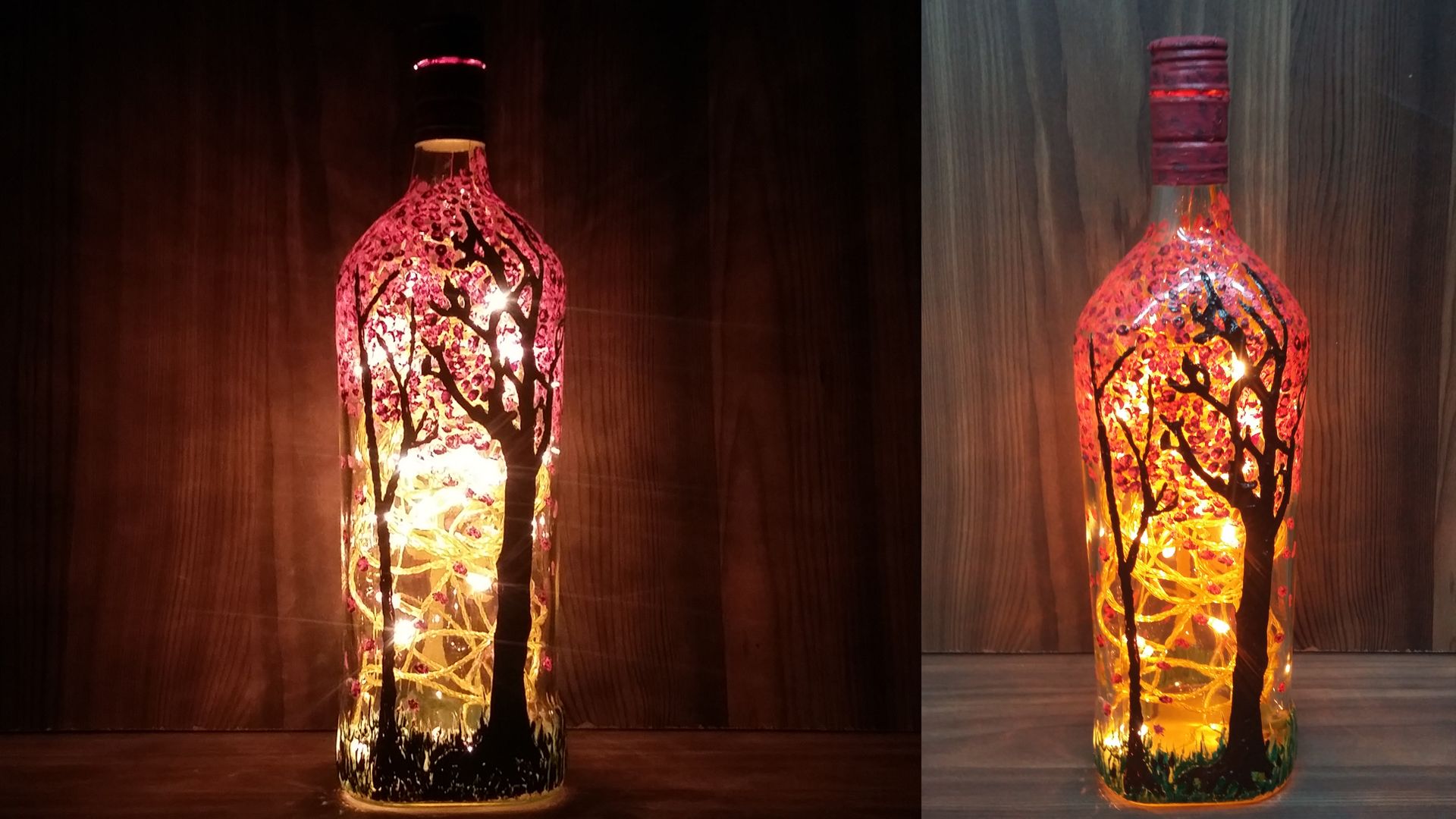 How to Make Blossoming Forest Magic Painting on Wine Bottle With