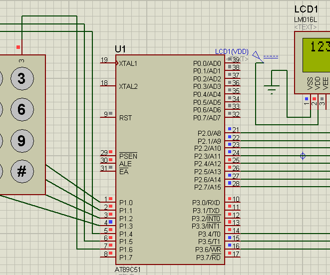Displaying the Keypad Numbers in 16 X 2 LCD With 8051
