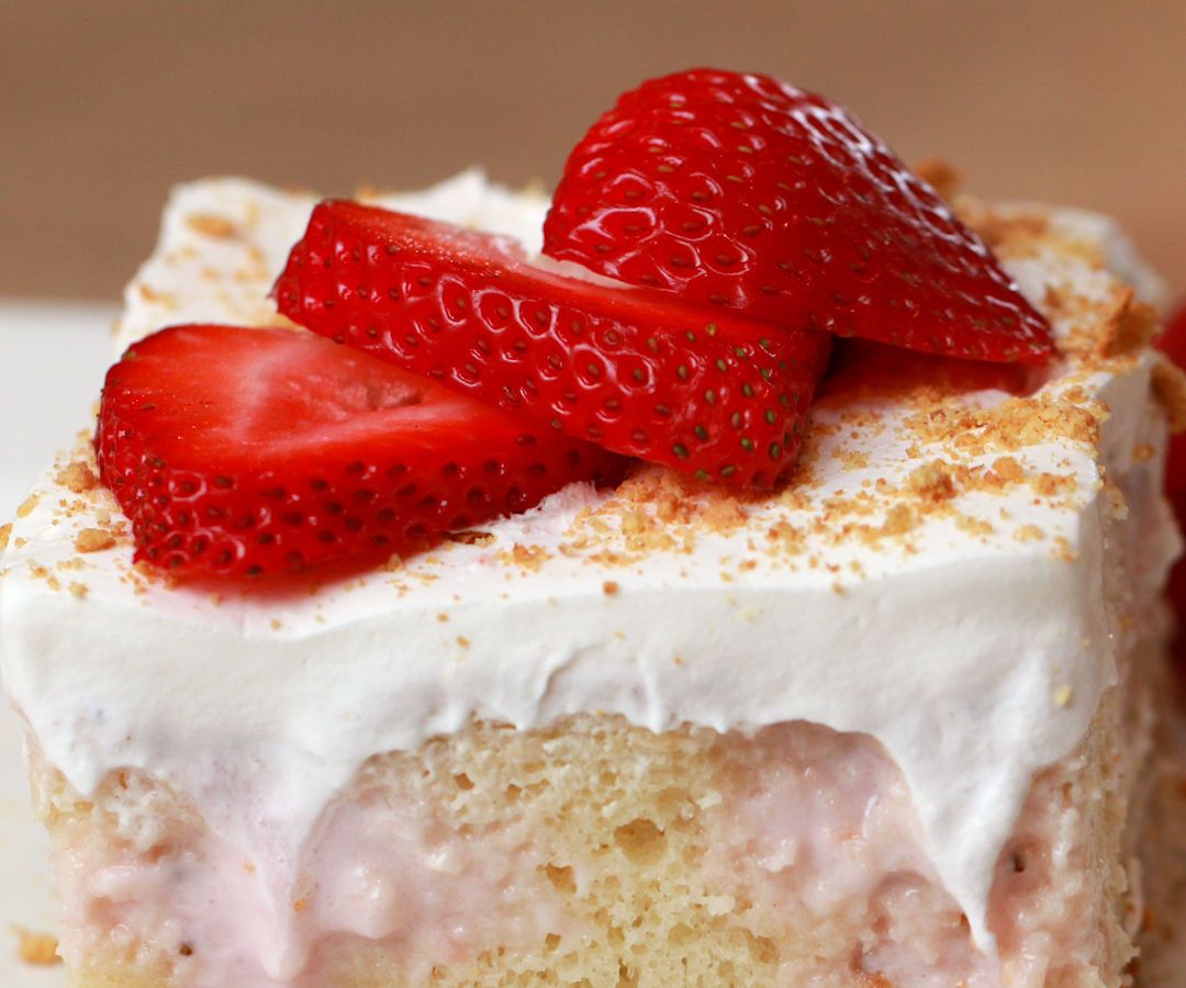 Strawberry Cheesecake Poke Cake