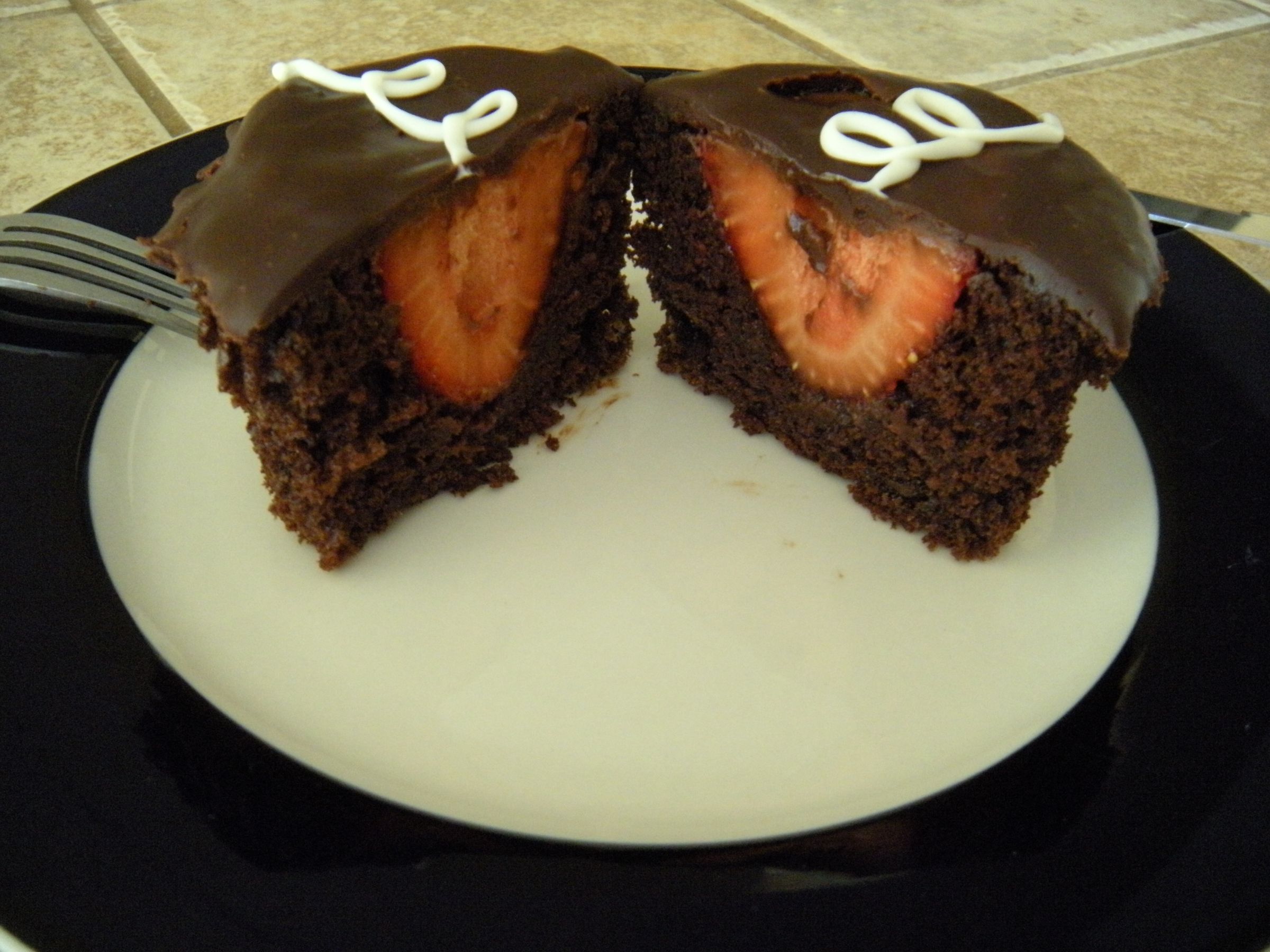 Double Chocolate Strawberry Cupcake with a Cream Cheese Finish