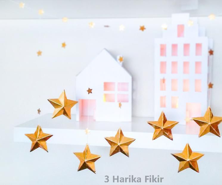 Diy 3D Gold Star Garland With Paper