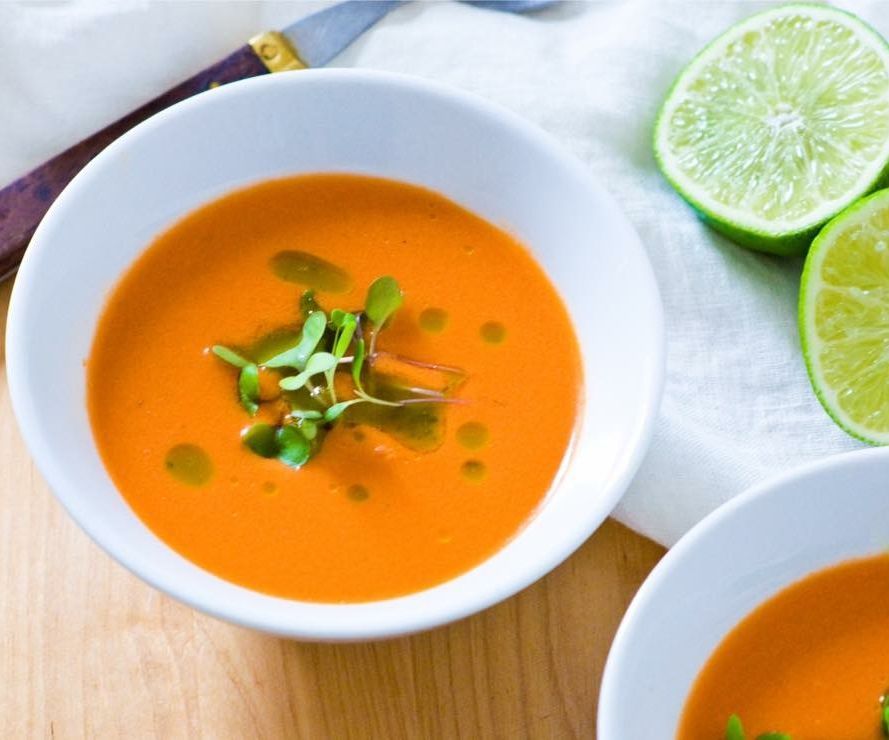 Summer Watermelon Gazpacho With Basil Oil