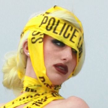 lady gaga police tape dress Lady Gaga Gaga GIF - Lady Gaga Gaga Telephone