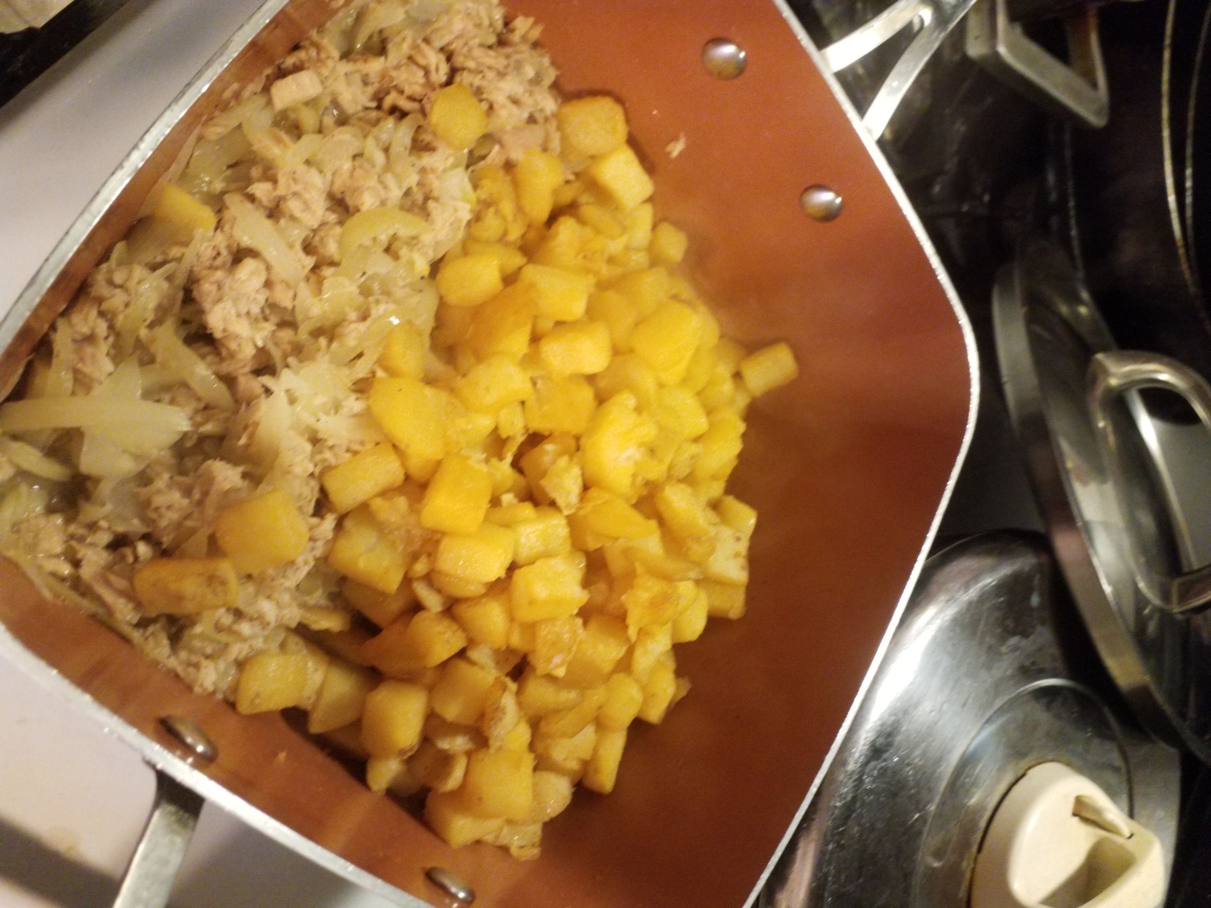 Tuna,Egg,Potato,Onion and Cheese Scramble 10 Steps Instructables