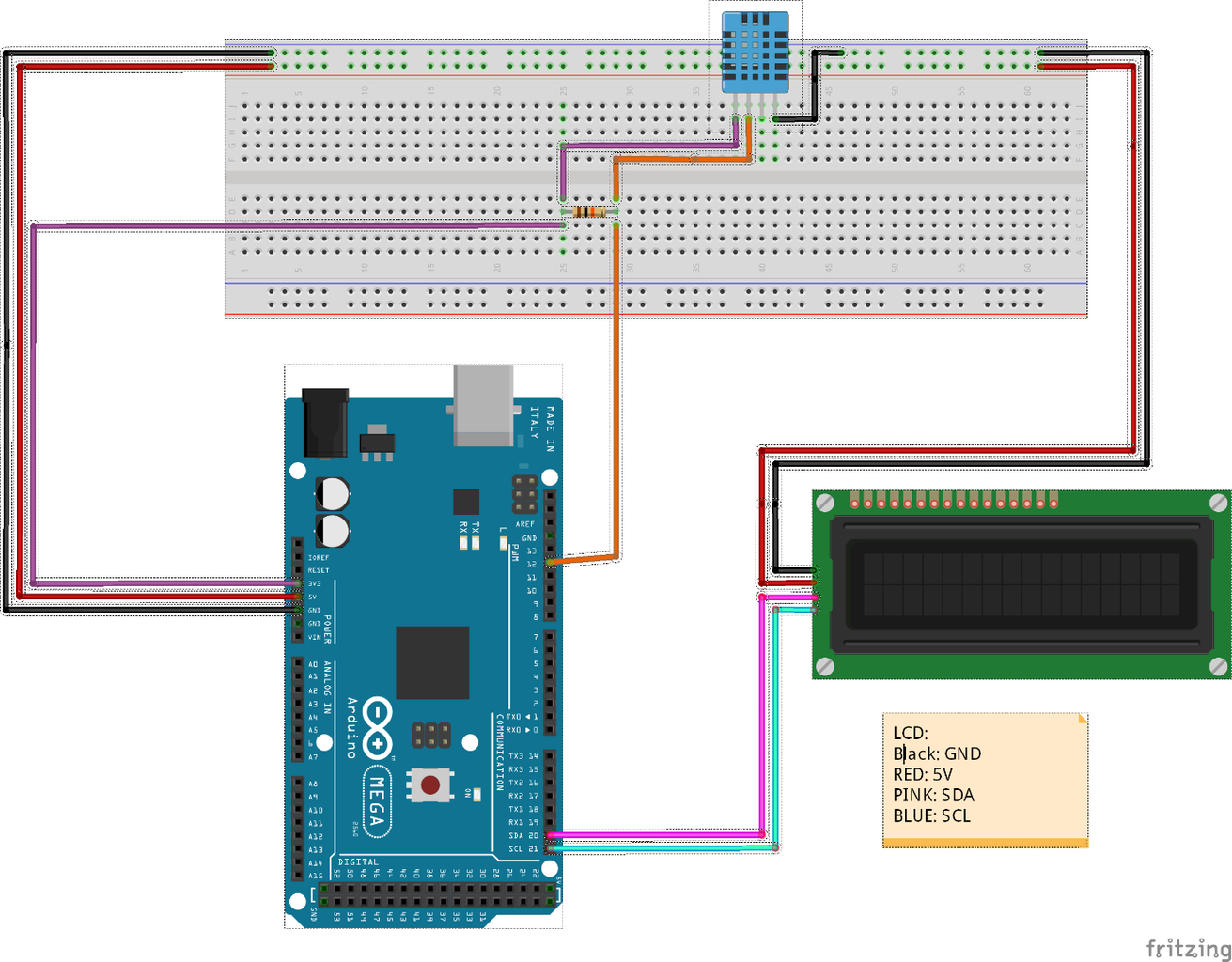 Wiring the LCD, Sensor, and Arduino