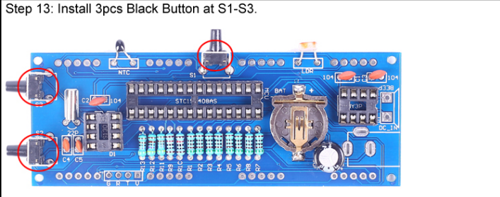 Install 3pcs Black Button at S1-S3