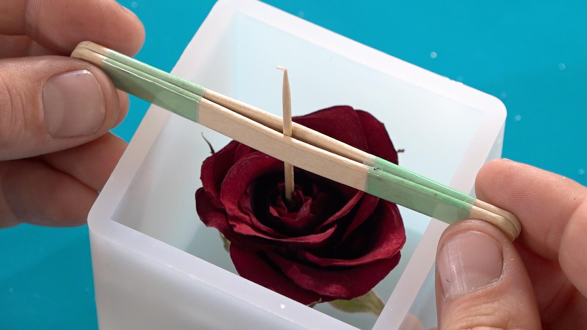 How to Cast Flowers in Epoxy Resin DIY Resin Rose Paperweight! 8